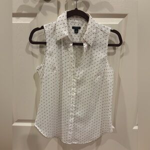 Ann Taylor White Button Down Shirt Notched Collar